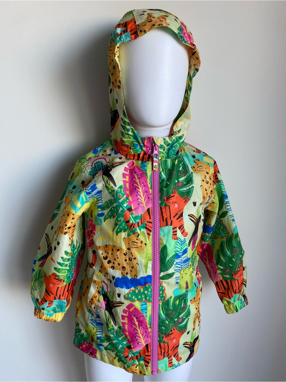 next Bright Jungle Print Hooded Rain Jacket - Green, Orange, Pink, Yellow